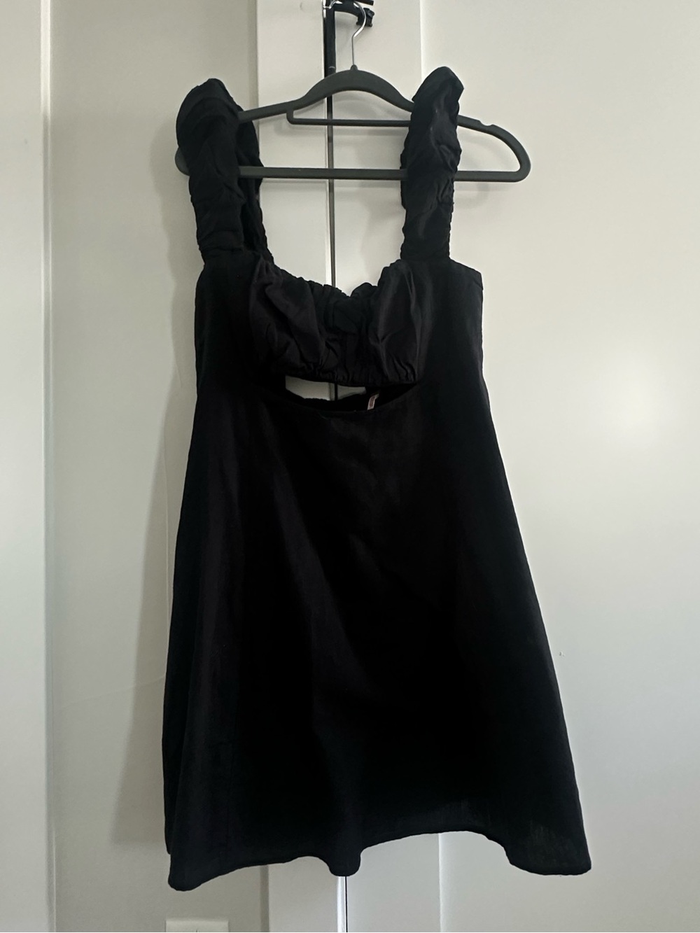 Free People Black Mini Dress with Ruffle Straps - Picture 2 of 3
